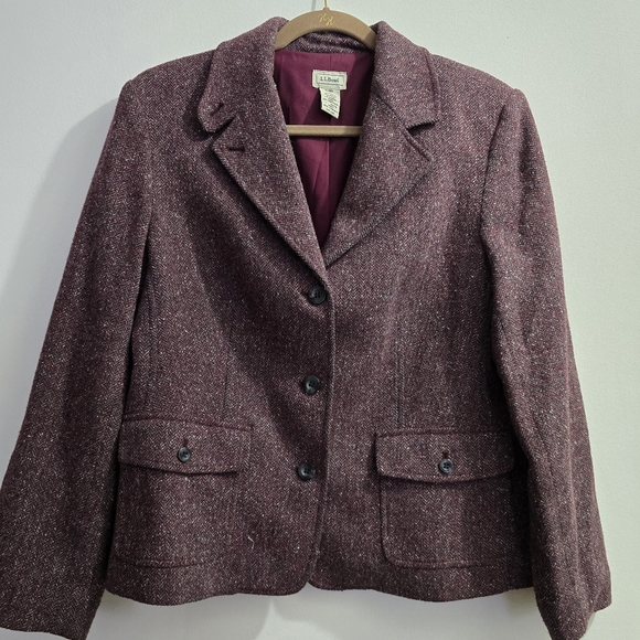 L.L. Bean's Womens Brown Tweed Wool Blend Blazer size LP - Picture 14 of 14